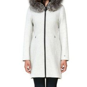 Soia & Kyo Hooded Fur-Trim Coat, Gray